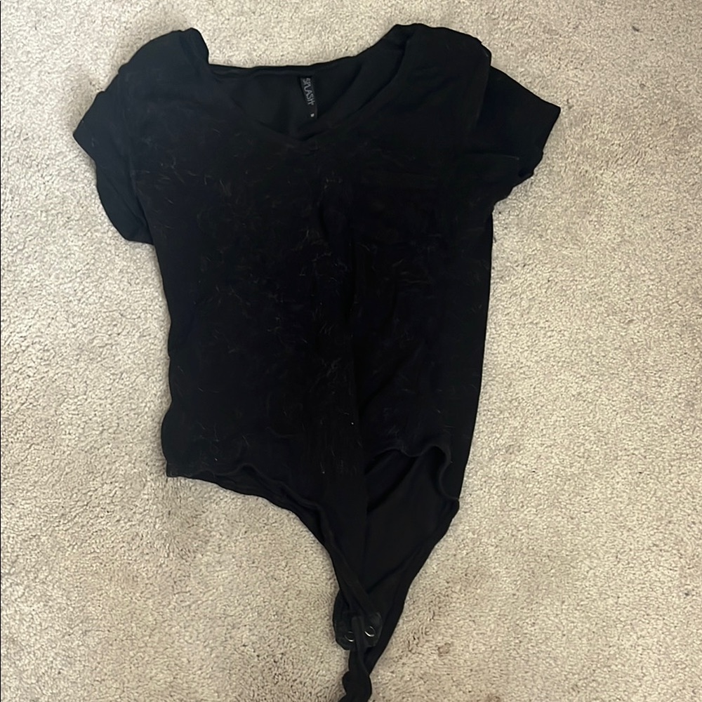 Black V-Neck Women's Top